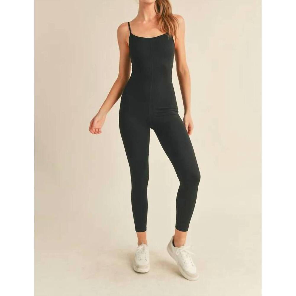 NEW KIMBERLY C body hugging 7/8 length jumpsuit in black